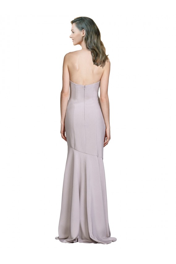 Stretch Crepe Strapless Sleeveless Arctic Lilac Long Prom Dress / Bridesmaid Dress Essex