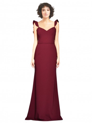 Stretch Crepe Strapless Sleeveless Burgundy Long Prom Dress / Bridesmaid Dress Essex