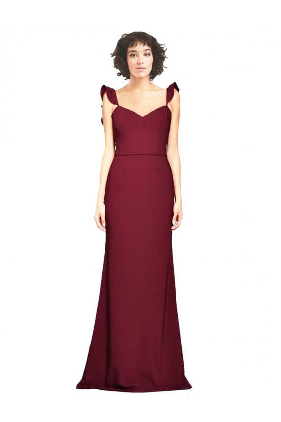 Stretch Crepe Strapless Sleeveless Burgundy Long Prom Dress / Bridesmaid Dress Essex