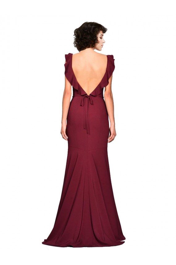 Stretch Crepe Strapless Sleeveless Burgundy Long Prom Dress / Bridesmaid Dress Essex