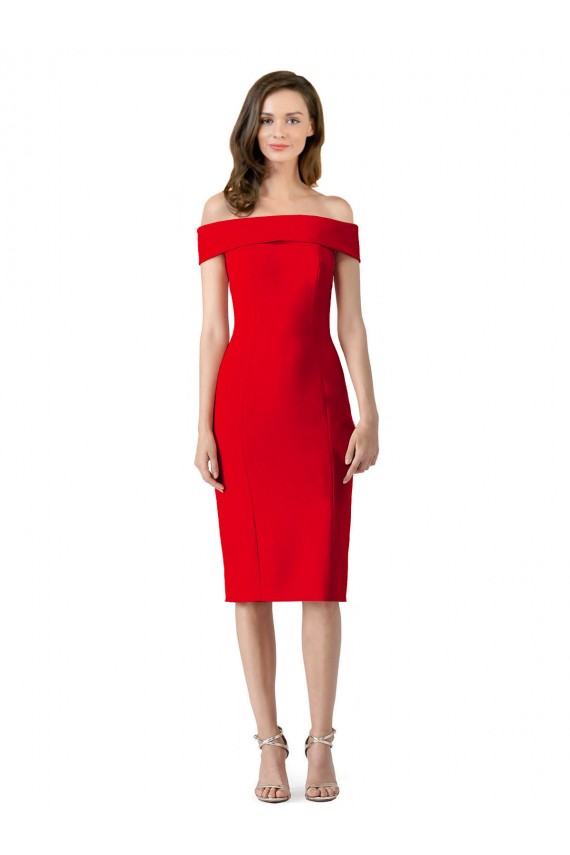 Stretch Crepe Off the Shoulder Sleeveless Cocktail Length Formal Evening Gown / Prom Dress / Bridesmaid Dress Essex