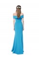 Stretch Crepe Off the Shoulder Sleeveless Peacock Blue Long Formal Dress / Bridesmaid Dress Essex