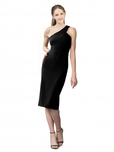 Stretch Crepe One Shoulder Sleeveless Cocktail Length Formal Evening Gown / Prom Dress / Bridesmaid Dress Essex
