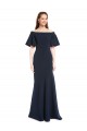 Stretch Crepe Off the Shoulder Short Sleeves Long Bridesmaid Dress / Formal Dress Essex