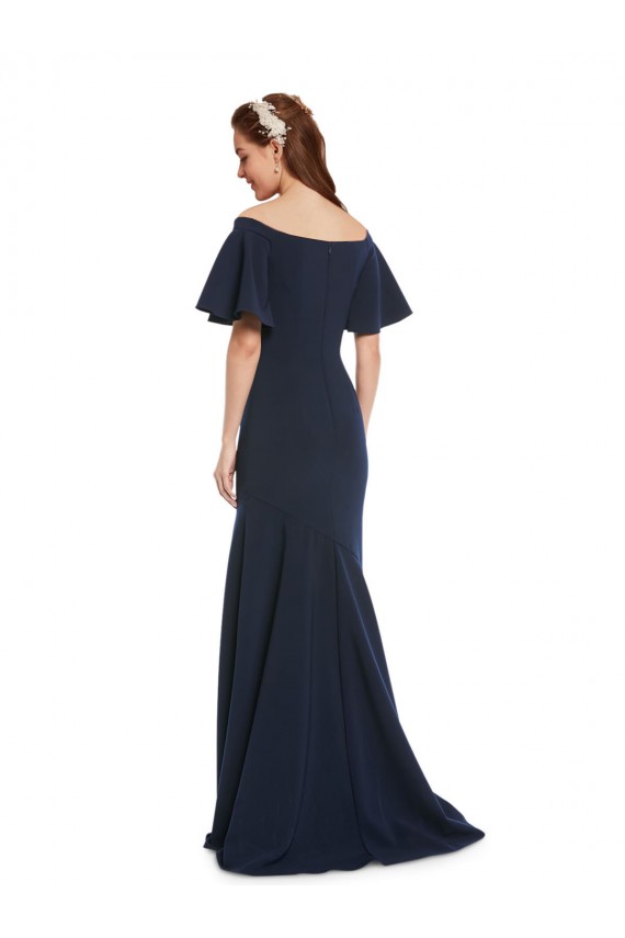 Stretch Crepe Off the Shoulder Short Sleeves Long Bridesmaid Dress / Formal Dress Essex