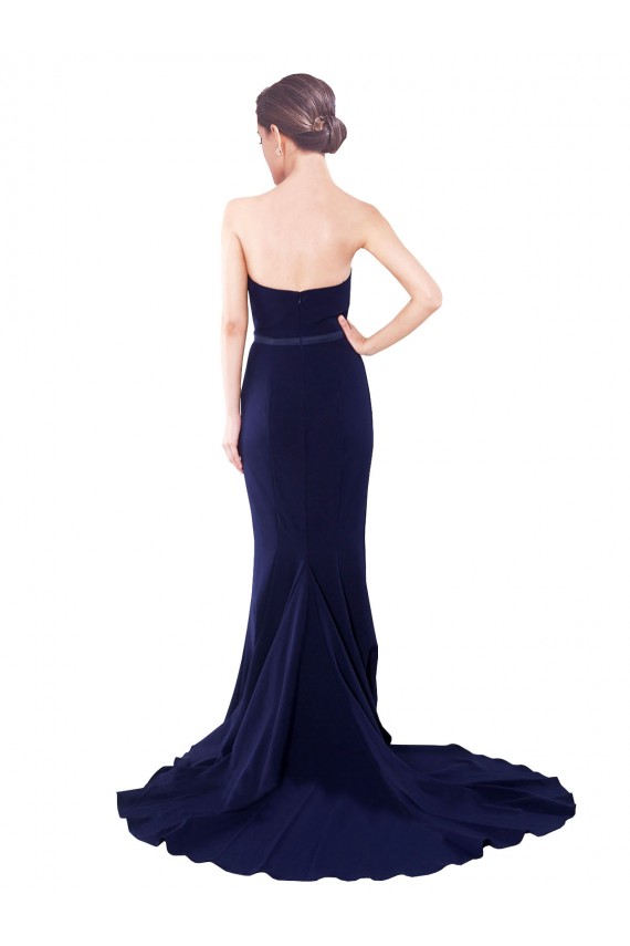 Stretch Crepe Sweetheart Sleeveless Low Back Sweep Train Semi Formal Evening Dress / Prom Dress / Bridesmaid Dress Essex
