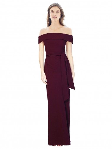 Stretch Crepe Off the Shoulder Sleeveless Low Back Long Formal Evening Gown / Prom Dress / Bridesmaid Dress Essex