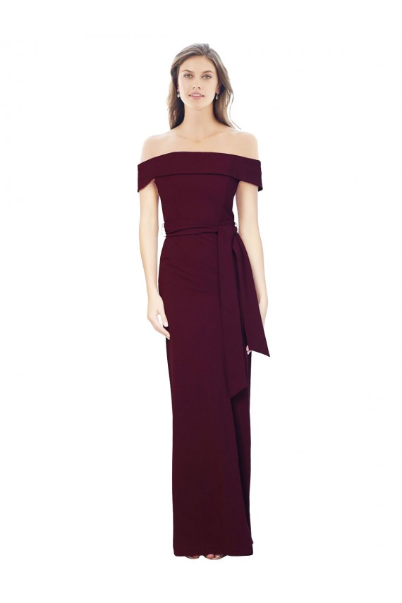 Stretch Crepe Off the Shoulder Sleeveless Low Back Long Formal Evening Gown / Prom Dress / Bridesmaid Dress Essex