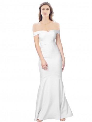 Stretch Crepe Off the Shoulder Sleeveless Low Back Long Formal Dress / Bridesmaid Dress Essex
