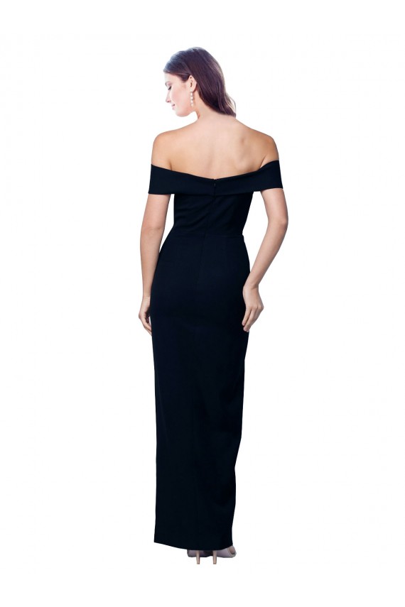 Stretch Crepe Off the Shoulder Sleeveless Black Long Formal Dress / Bridesmaid Dress Essex
