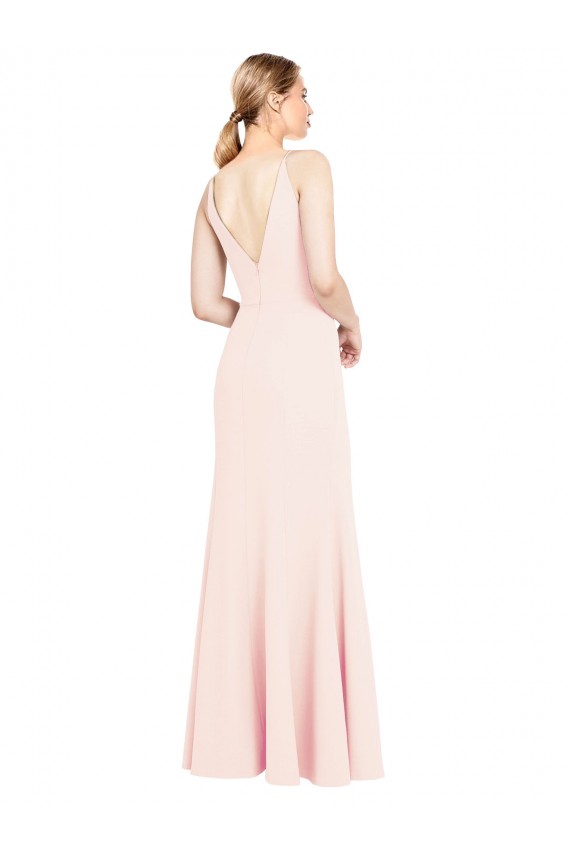 Stretch Crepe V-Neck Sleeveless V-Back Long Formal Evening Gown / Prom Dress / Bridesmaid Dress Essex