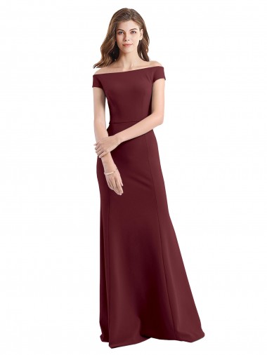 Stretch Crepe Off the Shoulder Sleeveless Long Prom Dress / Bridesmaid Dress Essex