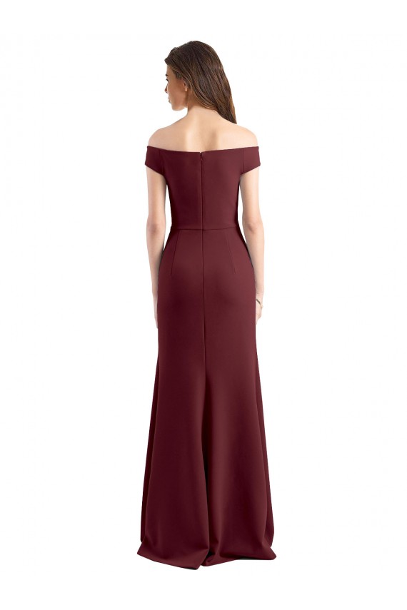 Stretch Crepe Off the Shoulder Sleeveless Long Prom Dress / Bridesmaid Dress Essex