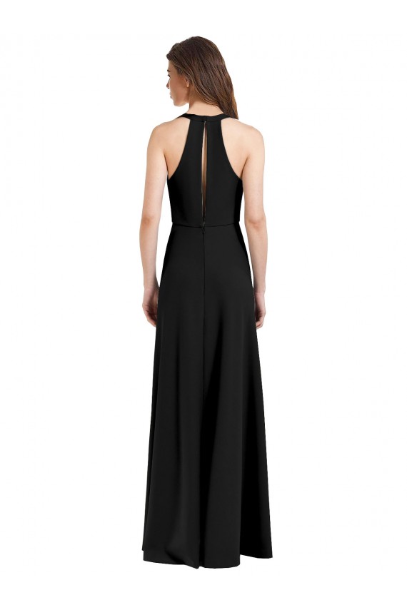 Stretch Crepe Halter Neck Sleeveless Long Formal Evening Gown / Prom Dress / Bridesmaid Dress Essex