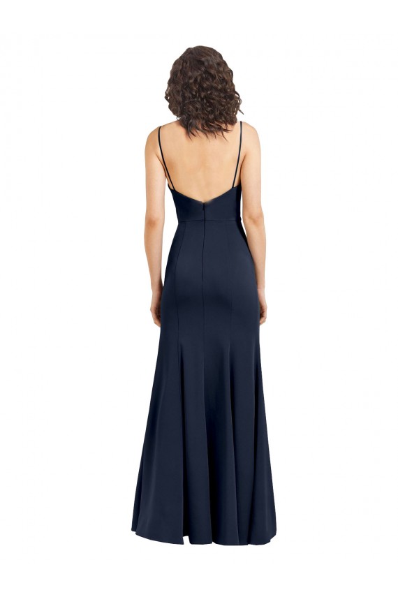 Stretch Crepe High Neck Sleeveless Low Back Long Formal Dress / Bridesmaid Dress Essex