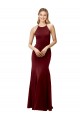 Stretch Crepe Halter Neck Sleeveless Open Back Burgundy Gold Long Formal Evening Gown / Prom Dress / Bridesmaid Dress Essex
