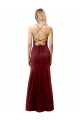 Stretch Crepe Halter Neck Sleeveless Open Back Burgundy Gold Long Formal Evening Gown / Prom Dress / Bridesmaid Dress Essex