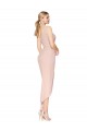 Stretch Crepe Spaghetti Straps Sleeveless V-Back Knee Length High Low Evening Gown / Prom Dress / Bridesmaid Dress Essex