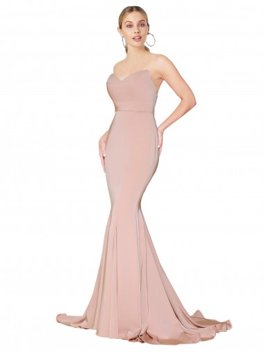 Stretch Crepe Sweetheart Sleeveless Low Back Long Formal Dress / Bridesmaid Dress Essex
