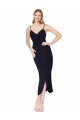 Stretch Crepe Spaghetti Straps Sleeveless V-Back Knee Length Formal Dress / Bridesmaid Dress Essex