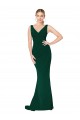 Stretch Crepe V-Neck Sleeveless Midnight Green Long Formal Evening Gown / Prom Dress / Bridesmaid Dress Essex