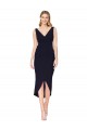 Stretch Crepe V-Neck Sleeveless Knee Length High Low Evening Gown / Prom Dress / Bridesmaid Dress Essex