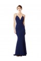 Stretch Crepe Spaghetti Straps Sleeveless Open Back Long Formal Dress / Bridesmaid Dress Essex