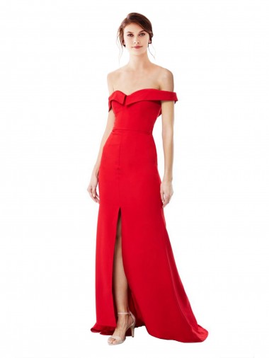 Stretch Crepe Off the Shoulder Sleeveless Long Bridesmaid Dress / Evening Dress Essex