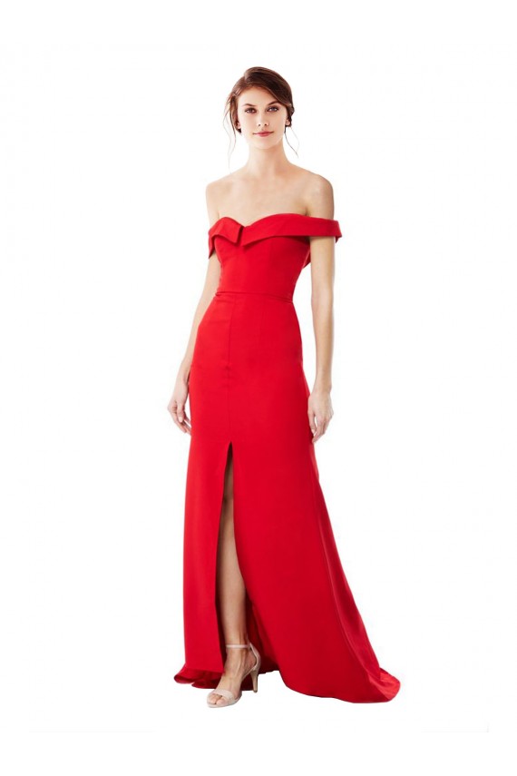 Stretch Crepe Off the Shoulder Sleeveless Long Bridesmaid Dress / Evening Dress Essex