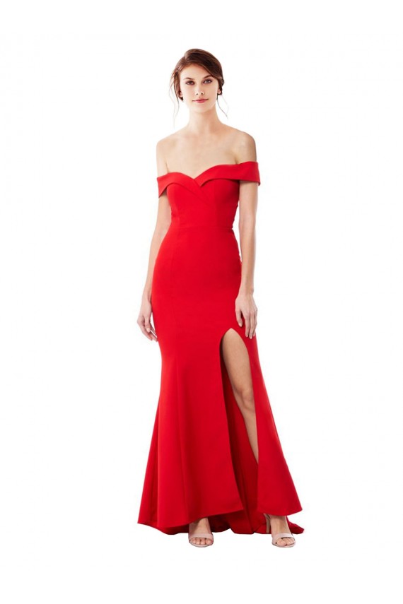 Stretch Crepe Off the Shoulder Sleeveless Long Formal Evening Dress / Prom Dress / Bridesmaid Dress Essex