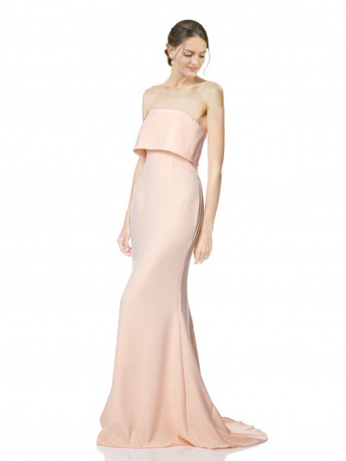 Stretch Crepe Strapless Sleeveless Long Black Tie Evening Gown / Prom Dress / Bridesmaid Dress Essex