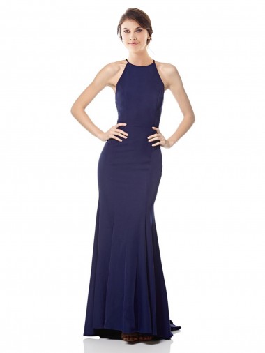 Stretch Crepe Halter Neck Sleeveless Long Bridesmaid Dress / Formal Dress Essex