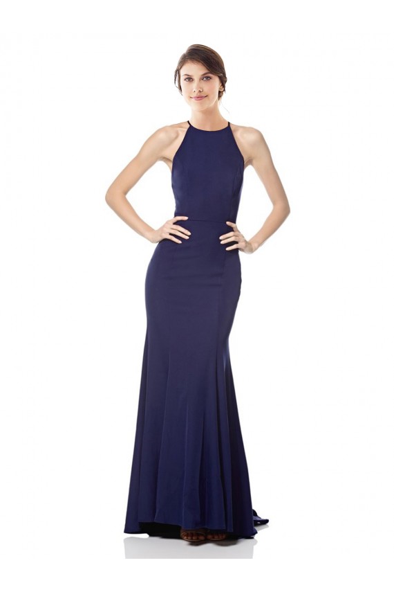 Stretch Crepe Halter Neck Sleeveless Long Bridesmaid Dress / Formal Dress Essex