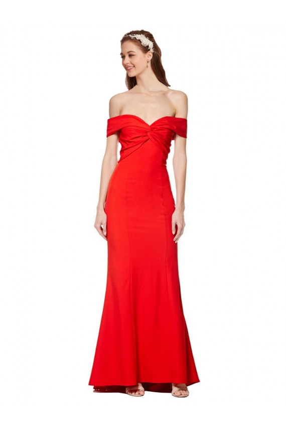 Stretch Crepe Off the Shoulder Sleeveless Long Bridesmaid Dress / Formal Dress Essex