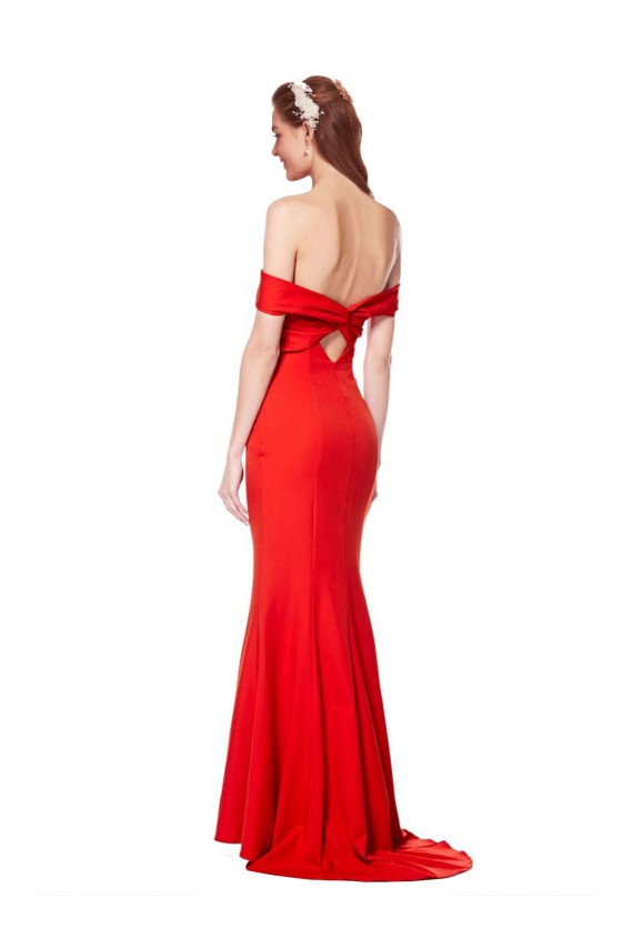 Stretch Crepe Off the Shoulder Sleeveless Long Bridesmaid Dress / Formal Dress Essex