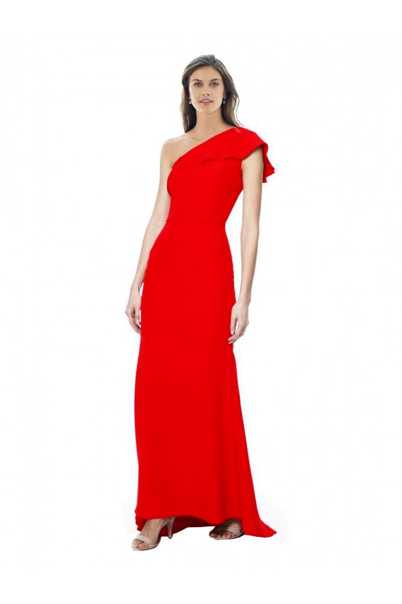 Stretch Crepe One Shoulder Sleeveless Long Formal Dress / Bridesmaid Dress Essex