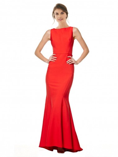 Stretch Crepe Halter Neck Sleeveless Open Back Long Bridesmaid Dress / Evening Gowns Essex