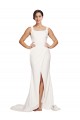 Stretch Crepe Square Neck Sleeveless Low Back Sweep Train Semi Formal Evening Dress / Prom Dress / Bridesmaid Dress Essex