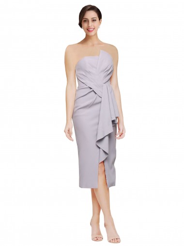 Stretch Crepe Strapless Sleeveless Low Back Cocktail Length High Low Evening Gown / Prom Dress / Bridesmaid Dress Essex
