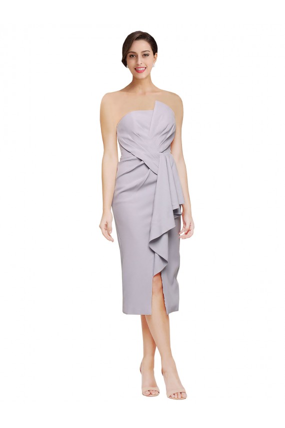 Stretch Crepe Strapless Sleeveless Low Back Cocktail Length High Low Evening Gown / Prom Dress / Bridesmaid Dress Essex