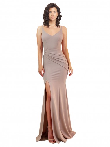 Stretch Crepe V-Neck Sleeveless Low Back Long Black Tie Evening Gown / Prom Dress / Bridesmaid Dress Essex