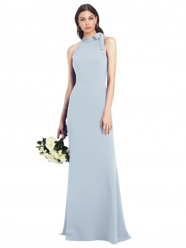Stretch Crepe Bow Neck Sleeveless Open Back Long Semi Formal Evening Dress / Prom Dress / Bridesmaid Dress Essex