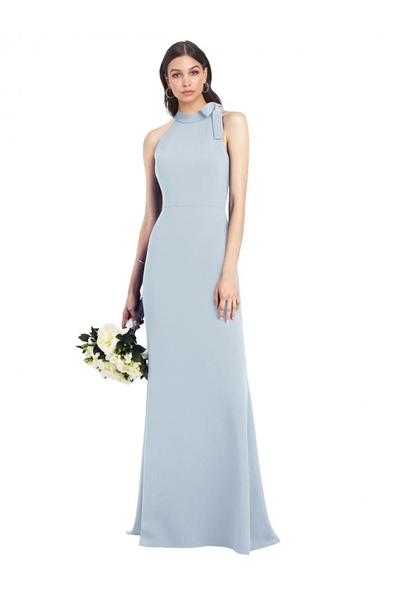 Stretch Crepe Bow Neck Sleeveless Open Back Long Semi Formal Evening Dress / Prom Dress / Bridesmaid Dress Essex