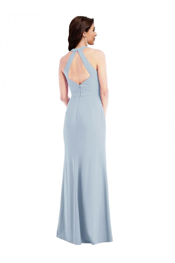 Stretch Crepe Halter Neck Sleeveless Open Back A-Line Long Formal Evening Gown / Prom Dress / Bridesmaid Dress Essex