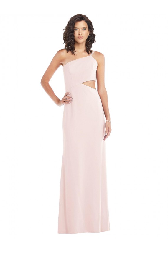 Stretch Crepe One Shoulder Sleeveless Pink Long Formal Evening Gown / Prom Dress / Bridesmaid Dress Essex