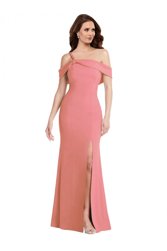 Stretch Crepe One Shoulder Sleeveless Low Back Long Semi Formal Evening Dress / Prom Dress / Bridesmaid Dress Essex