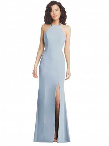 Stretch Crepe Halter Neck Sleeveless Open Back Long Evening Gown / Prom Dress / Bridesmaid Dress Essex