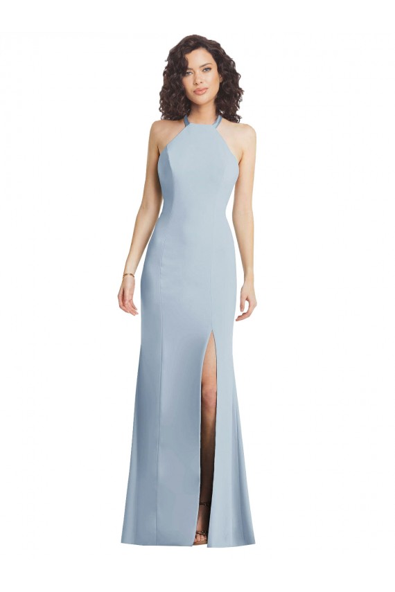 Stretch Crepe Halter Neck Sleeveless Open Back Long Evening Gown / Prom Dress / Bridesmaid Dress Essex