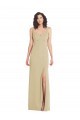 Stretch Crepe Square Neck Sleeveless Low Back Champagne Long Formal Evening Gown / Prom Dress / Bridesmaid Dress Essex