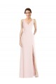 Stretch Crepe V-Neck Sleeveless Low Back Pink Long Black Tie Evening Dress / Prom Dress / Bridesmaid Dress Essex